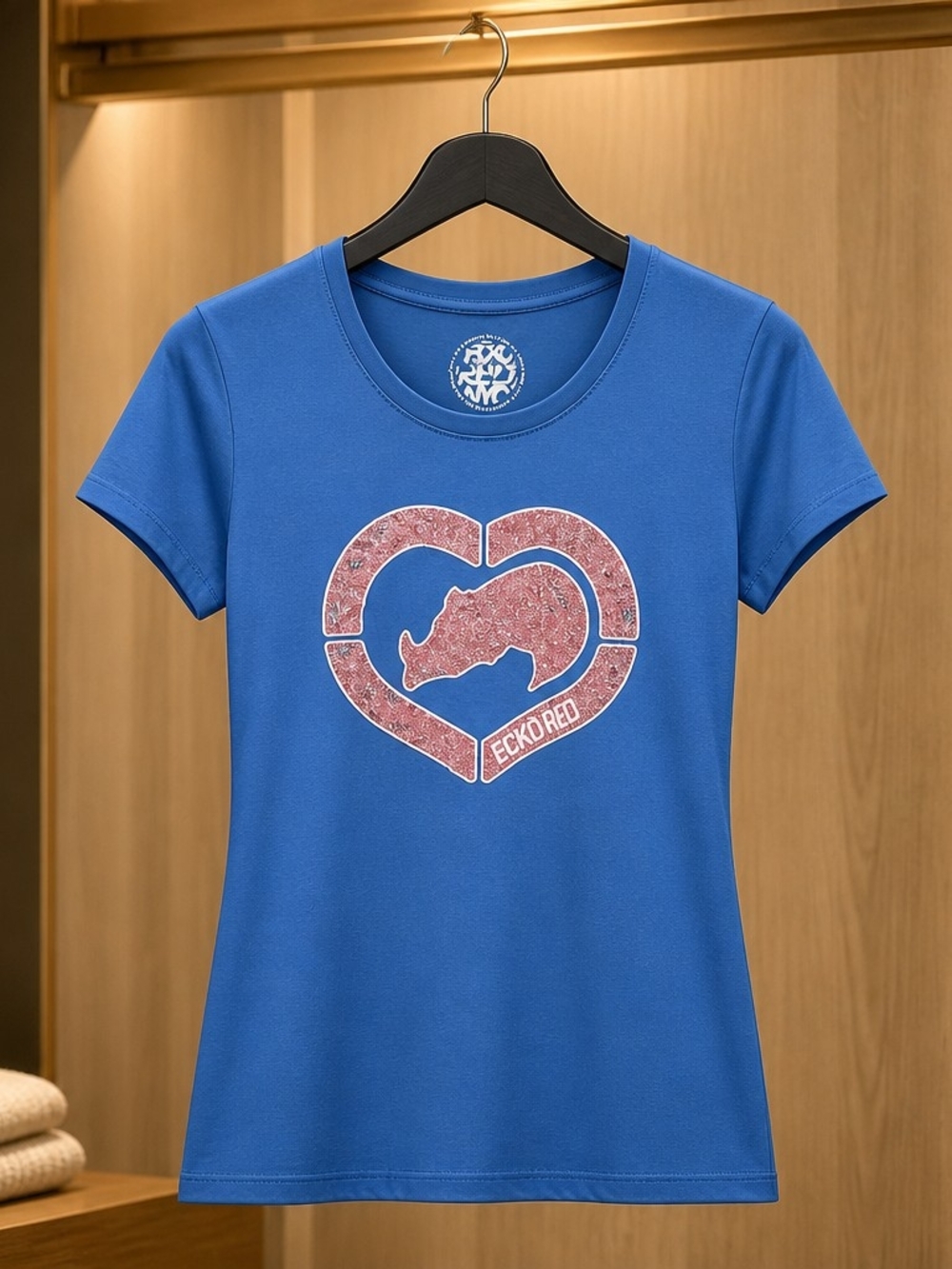 Ecko Unlimited Blue Tee with Pink Heart Rhino Logo